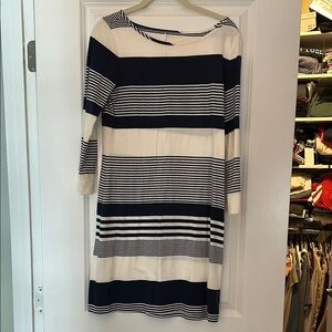 Lilly Pulitzer Black and White Sheath Dress Bateau Neck 3/4 Sleeve